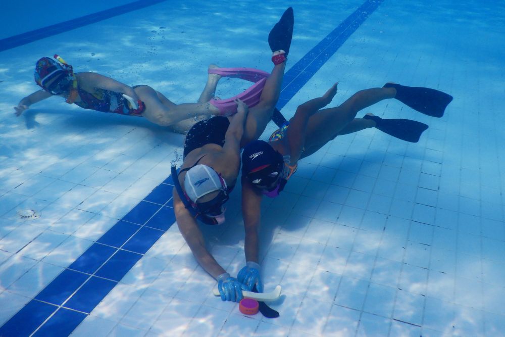 nMembers of Indonesia's women's underwater hockey team during a training session at the Senayan Aquatic Centre in Jakarta August 25, 2019. u00e2u20acu201d AFP pic