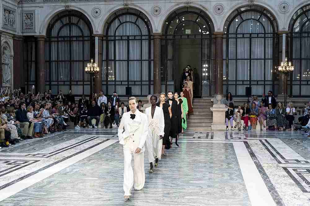Victoria Beckham unveils a timelessly chic collection September 15, 2019 in the ornate court of Britain's Foreign Office. u00e2u20acu201d AFP pic