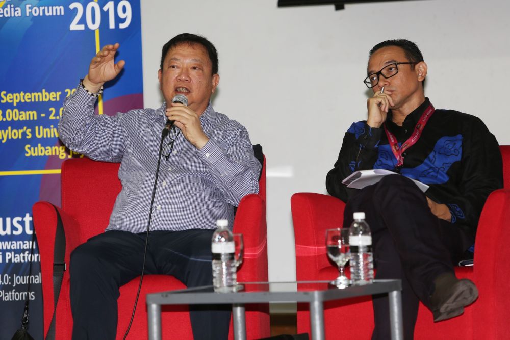 Editor-in-Chief of Malay Mail Datuk Wong Sai Wan speaks during a forum at Tayloru00e2u20acu2122s University in Subang Jaya September 25, 2019. u00e2u20acu201d Picture by Choo Choy May