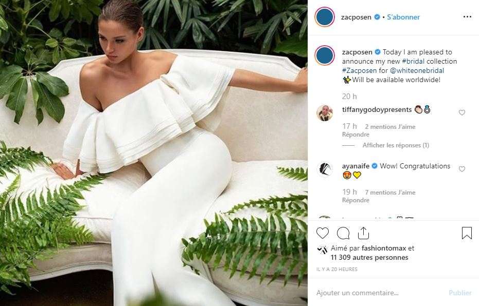 Zac Posen has teamed up with the White One label for a collection of wedding dresses. u00e2u20acu201d Zac Posen/Instagram 2019 image via AFP