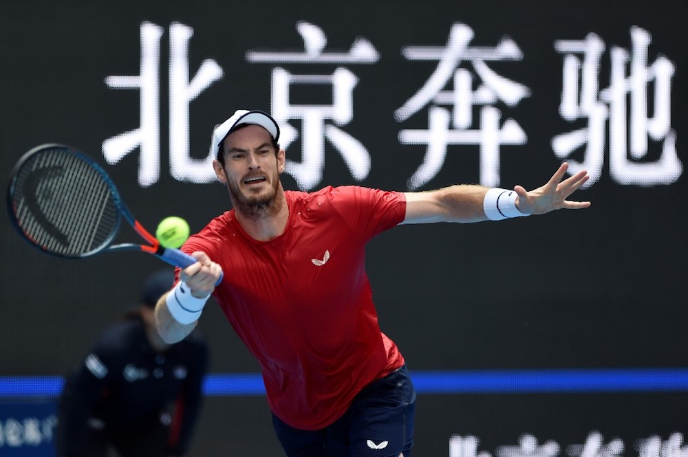 Andy Murray of Britain hits a return during his menu00e2u20acu2122s singles second round match against Cameron Norrie of Britain at the China Open in Beijing October 2, 2019. u00e2u20acu201d AFP pic