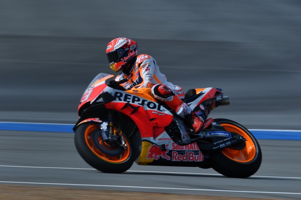 Repsol Honda Teamu00e2u20acu2122s Marc Marquez enters the pitlane during the second practice session of Thailandu00e2u20acu2122s MotoGP at Buriram International Circuit in Buriram October 4, 2019. u00e2u20acu201d AFP pic