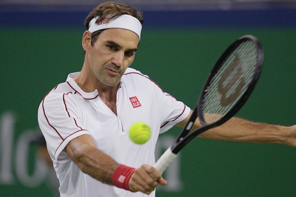 Roger Federer of Switzerland hits a return during his menu00e2u20acu2122s singles third-round match against David Goffin of Belgium at the Shanghai Masters October 10, 2019. u00e2u20acu201d AFP pic