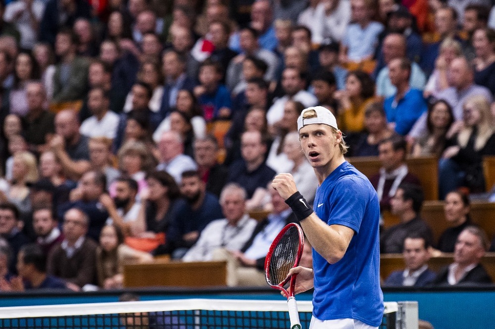 Canadau00e2u20acu2122s Denis Shapovalov reacts as he plays against Serbiau00e2u20acu2122s Filip Kranjinovic during the final match of the ATP Stockholm Open tennis tournament in Stockholm October 20, 2019. u00e2u20acu201d AFP pic