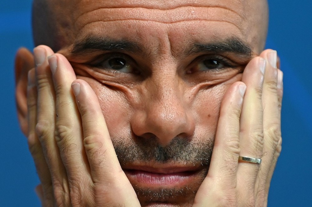 Manchester Cityu00e2u20acu2122s manager Pep Guardiola attends a press conference at City Football Academy in Manchester October 21, 2019. u00e2u20acu201d AFP pic