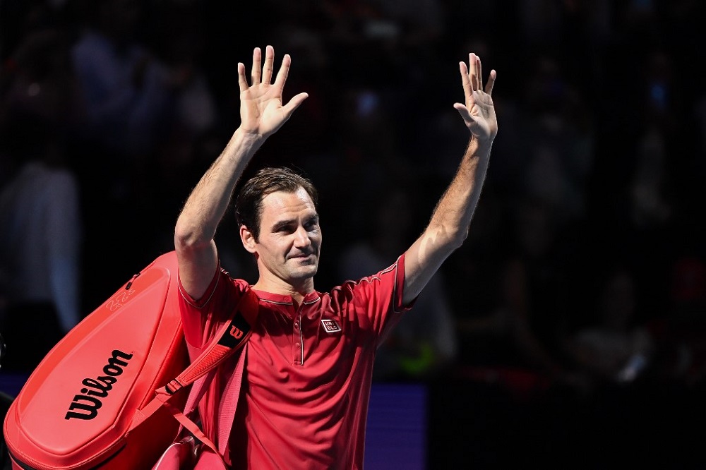 Swiss Roger Federer reatcs after winning his 1,500th match of his career at the opening day of the Swiss Indoors tennis tournament in Basel October 21, 2019. u00e2u20acu201d AFP pic