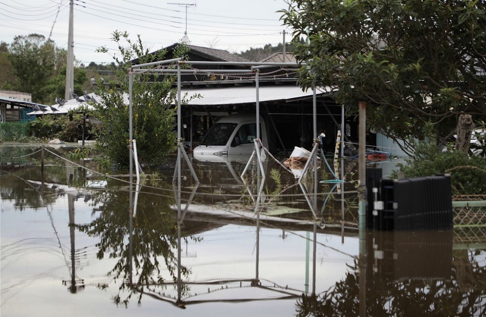 Flooded houses are seen in Sakura city, Chiba prefecture October 26, 2019. u00e2u20acu201d AFP pic