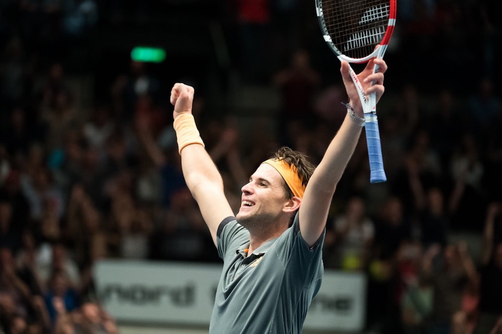 Dominic Thiem of Austria reacts after winning the ATP Tour Tennis Open semi-final match against Matteo Berrettini of Italy in Vienna October 26, 2019. u00e2u20acu201d AFP pic