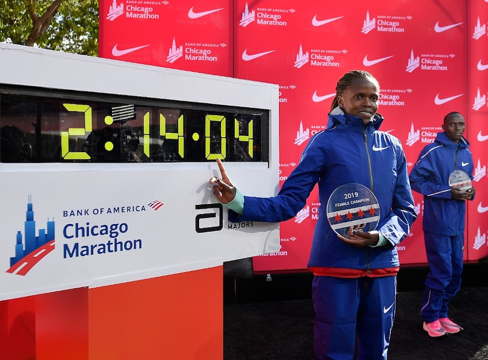 Brigid Kosgei of Kenya poses for a photo after breaking the world record to win the 2019 Bank of America Chicago Marathon in Chicago October 13, 2019. u00e2u20acu201d AFP pic