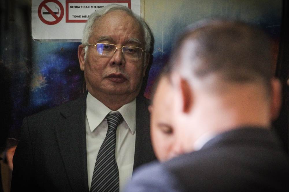 Former prime minister Datuk Seri Najib Razak is pictured at the Kuala Lumpur Court Complex, October 21, 2019. u00e2u20acu2022 Picture by Hari Anggara