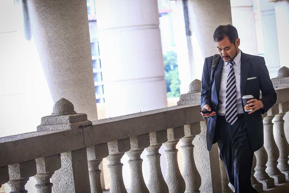 Former 1MDB chief executive officer Datuk Shahrol Azral Ibrahim Halmi arrives at the Kuala Lumpur Court Complex, October 21, 2019. u00e2u20acu2022 Picture by Hari Anggara