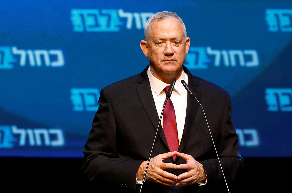 Blue and White party leader Benny Gantz reacts at the partyu00e2u20acu2122s headquarters following the announcement of exit polls during Israelu00e2u20acu2122s parliamentary election in Tel Aviv September 18, 2019. u00e2u20acu201d Reuters pic