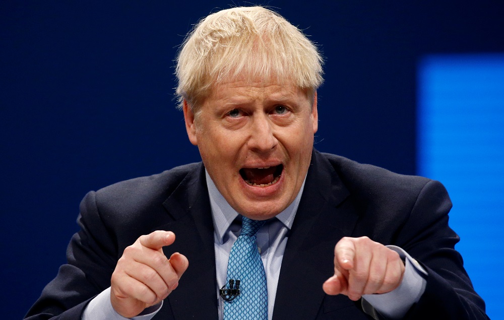 Britainu00e2u20acu2122s Prime Minister Boris Johnson gestures as he gives a closing speech at the Conservative Party annual conference in Manchester October 2, 2019. u00e2u20acu201d Reuters pic
