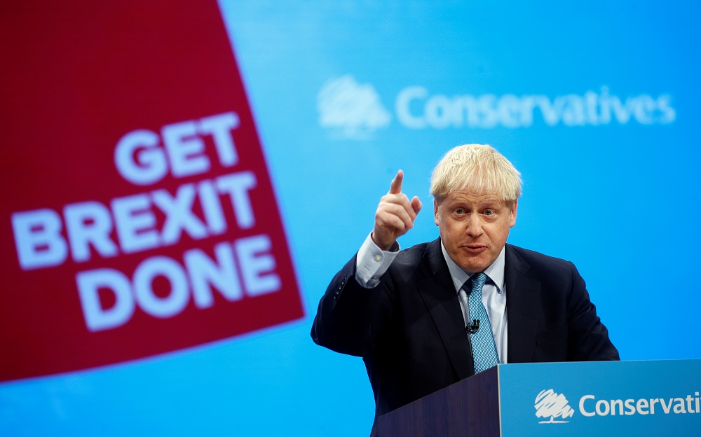 Britainu00e2u20acu2122s Prime Minister Boris Johnson gestures as he gives a closing speech at the Conservative Party annual conference in Manchester October 2, 2019. u00e2u20acu201d Reuters pic