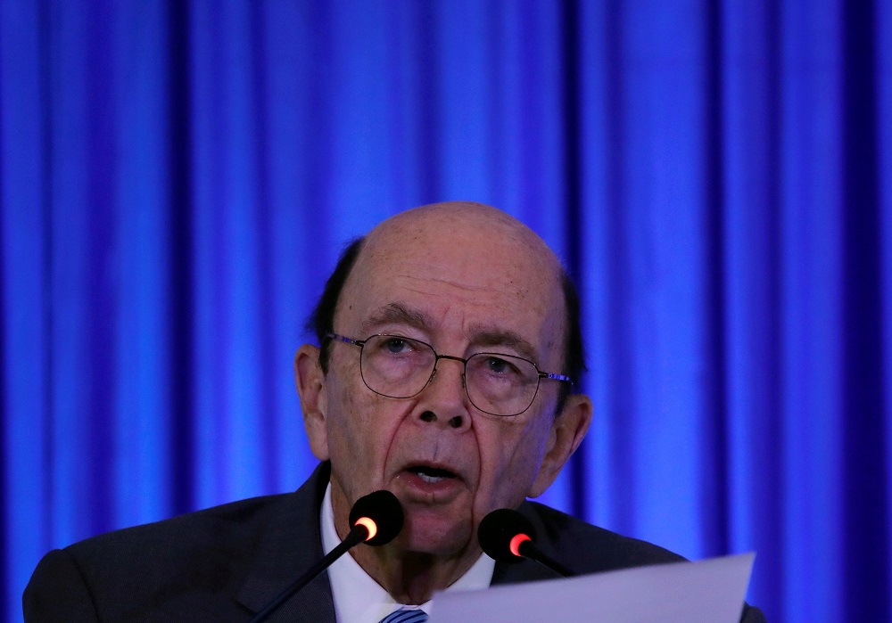 US Commerce Secretary Wilbur Ross addresses a gathering at the Trade Winds Indo-Pacific Trade Mission and Business Forum in New Delhi May 7, 2019. u00e2u20acu201d Reuters