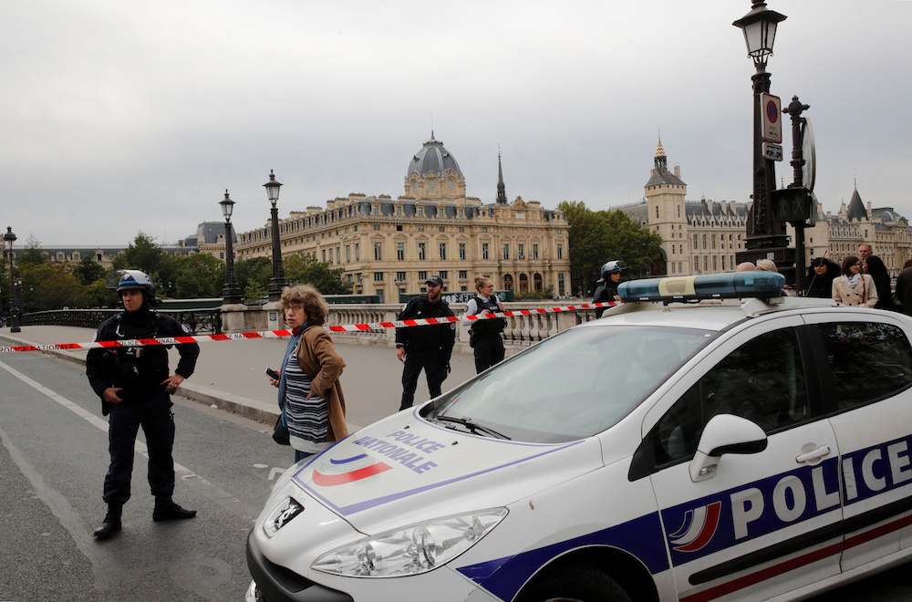 French police secure the area in front of the Paris Police headquarters in Paris October 3, 2019. u00e2u20acu201d Reuters pic