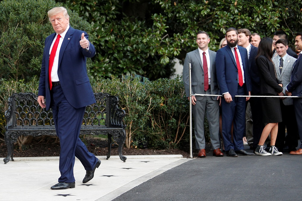 US President Donald Trump walks from Marine One to the White House in Washington October 3, 2019. u00e2u20acu201d Reuters pic