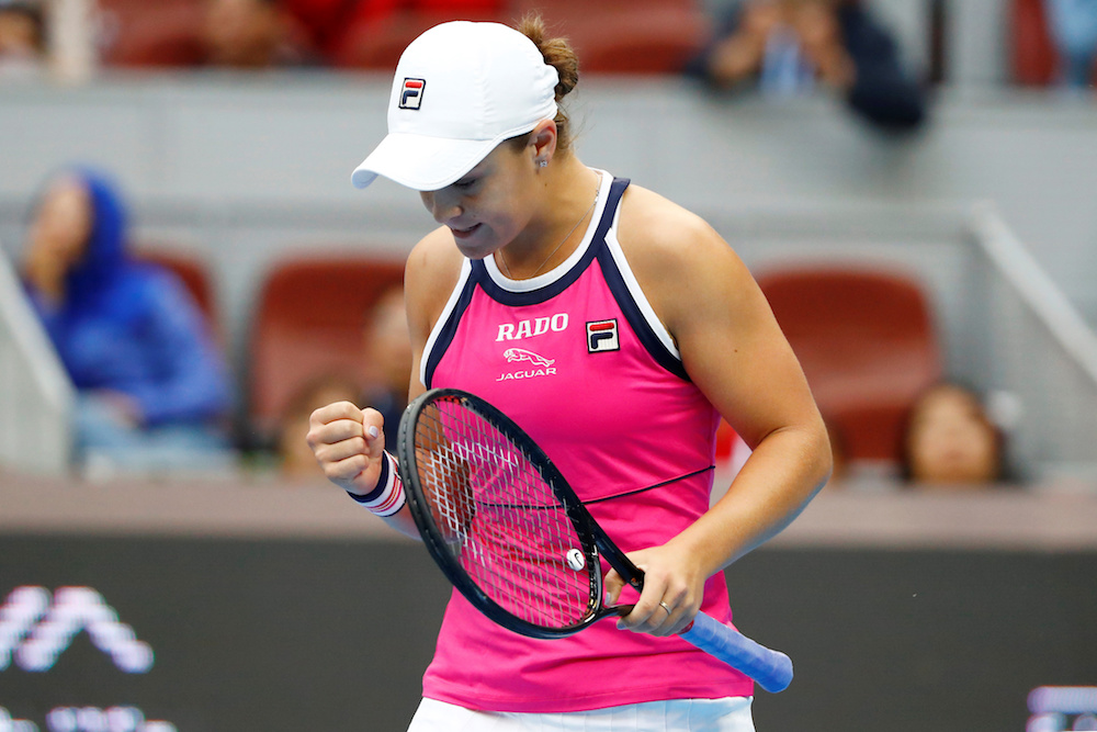 Ashleigh Barty of Australia celebrates winning the match against Kiki Bertens of Netherlands at the China Open in Beijing October 5, 2019. u00e2u20acu201d Reuters pic