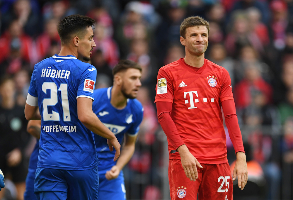 Bayern Munichu00e2u20acu2122s Thomas Muller reacts during the Bundesliga match with Hoffenheim at the Allianz Arena in Munich October 5, 2019. u00e2u20acu201d Reuters pic