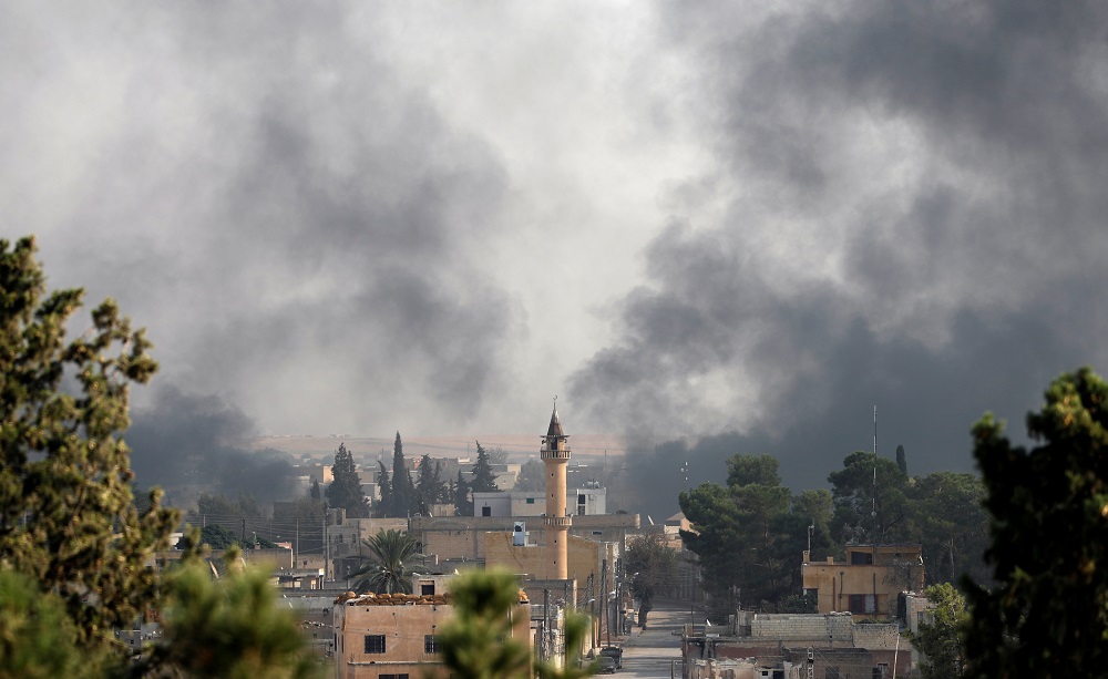 Smoke rises over the Syrian town of Tel Abyad, as seen from the Turkish border town of Akcakale in Sanliurfa province, Turkey October 10, 2019. u00e2u20acu201d Reuters pic