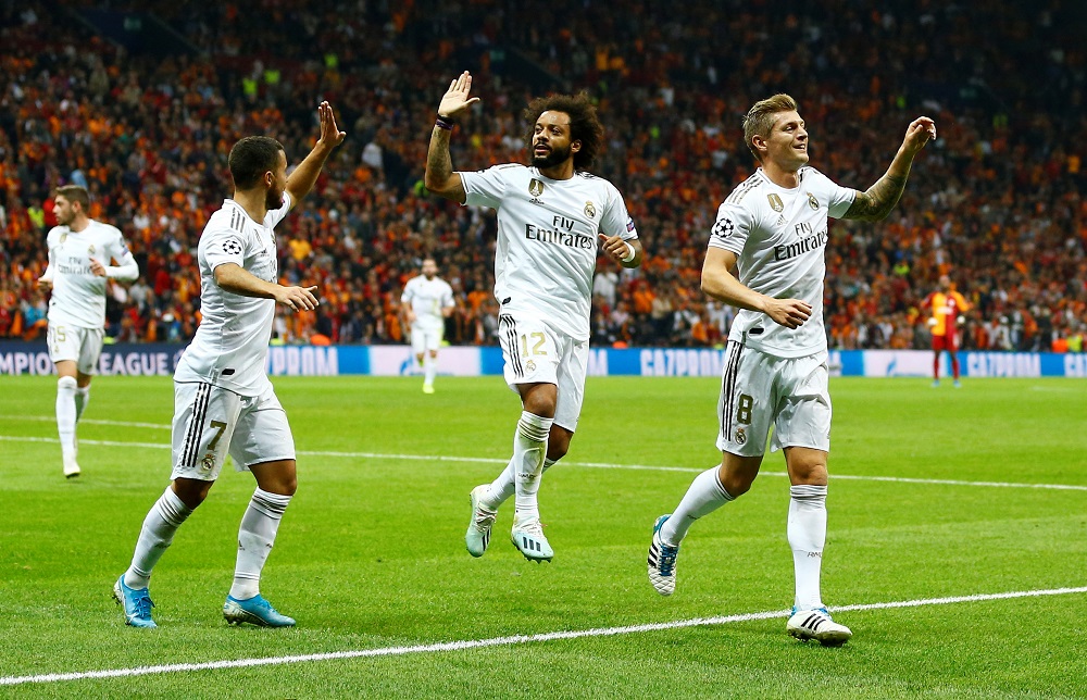 Real Madrid's Toni Kroos celebrates scoring their first goal against Galatasaray at the Turk Telekom Stadium in Istanbul October 22, 2019. u00e2u20acu201d Reuters pic
