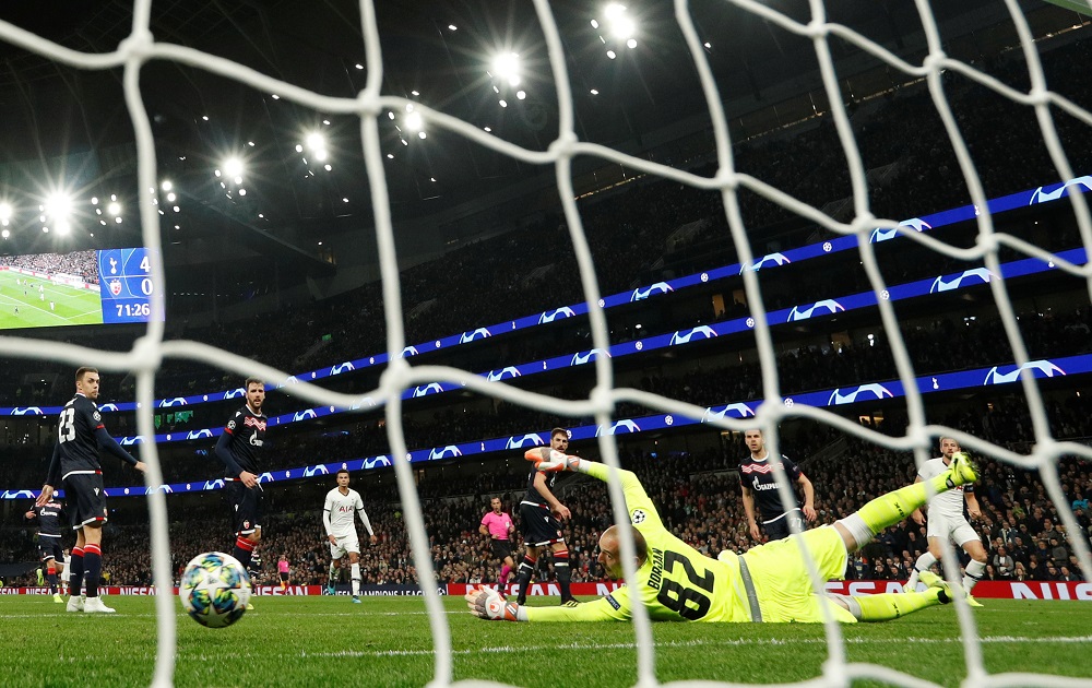 Tottenham Hotspur's Harry Kane scores their fifth goal at the Tottenham Hotspur Stadium in London October 22, 2019. u00e2u20acu201d Action Images via Reuters