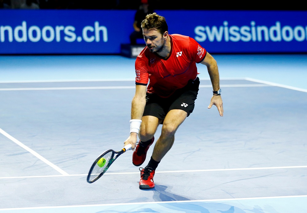 Switzerlandu00e2u20acu2122s Stan Wawrinka in action during his second round match against Frances Tiafoe of the US in Basel October 24, 2019. u00e2u20acu201d Reuters pic