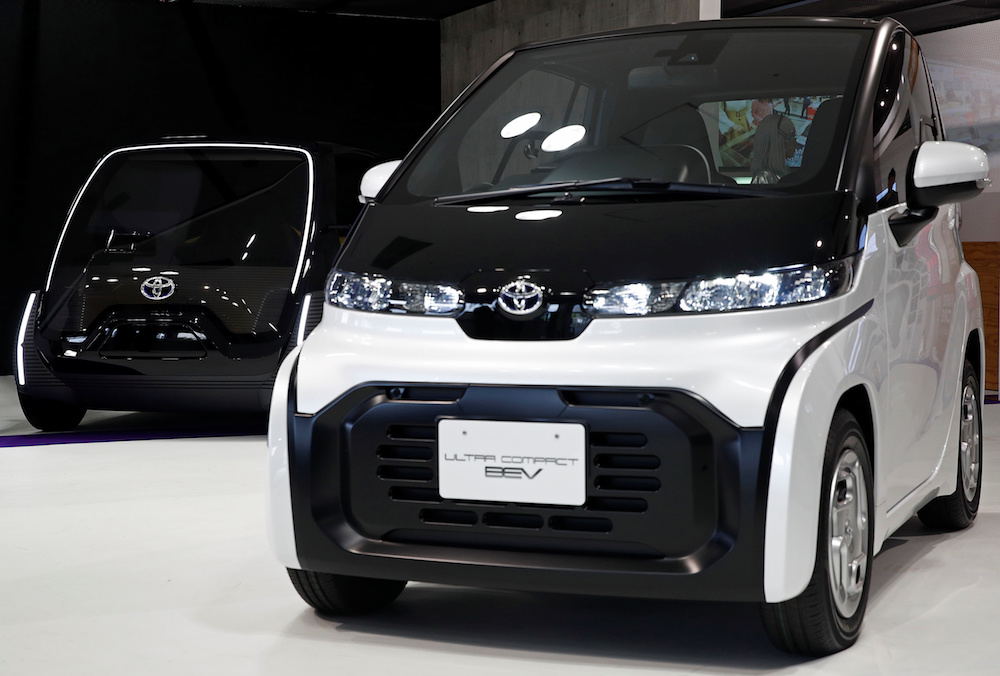 Toyotau00e2u20acu2122s Ultra Compact BEV (battery electric vehicle) and the Ultra Compact BEV Concept for Business (L) are displayed at the Tokyo Motor Show October 24, 2019. u00e2u20acu201d Reuters pic