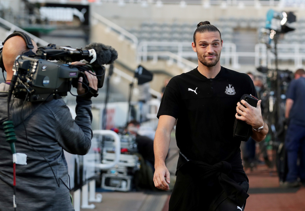 Newcastle Unitedu00e2u20acu2122s Andy Carroll arrives at the stadium before the Premier League match with Brighton and Hove Albion at St Jamesu00e2u20acu2122 Park in Newcastle September 21, 2019. u00e2u20acu201d Reuters pic