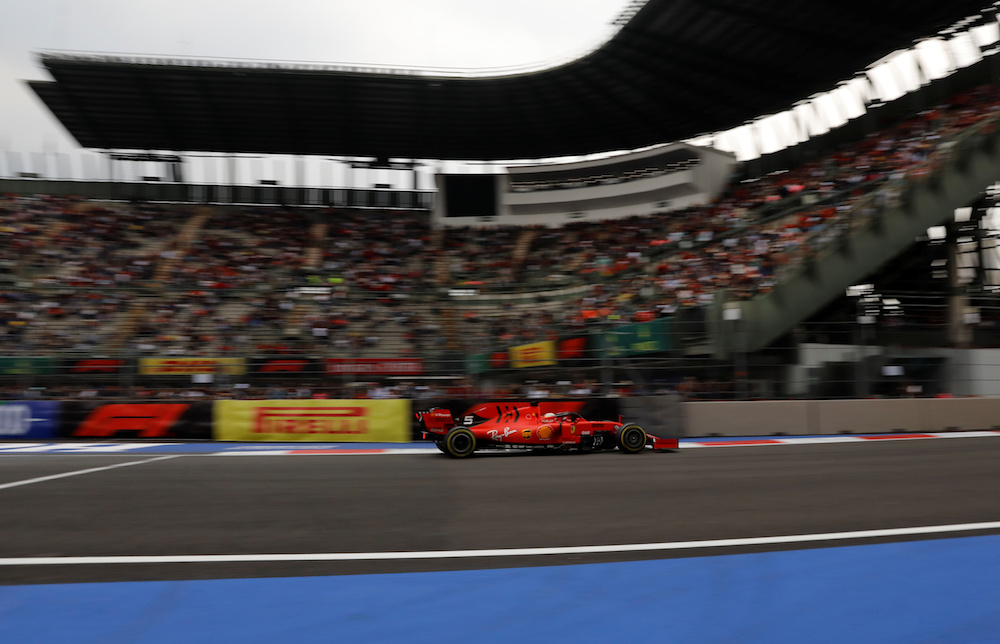Ferrariu00e2u20acu2122s Sebastian Vettel in action during practice for the Mexican Grand Prix at Hermanos Rodriguez Circuit in Mexico City October 25, 2019. u00e2u20acu201d Reuters pic