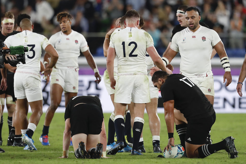 New Zealand players look dejected after the match, October 26, 2019. u00e2u20acu201d Reuters pic