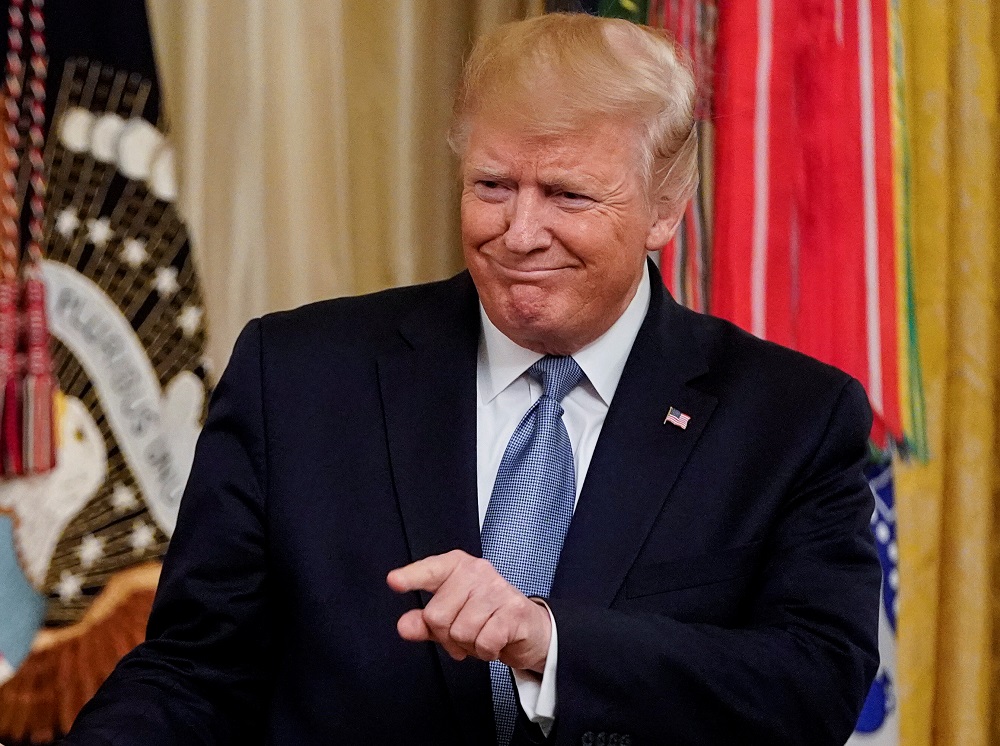 US President Donald Trump acknowledges a guest during a Medal of Honour ceremony in the East Room of the White House in Washington October 30, 2019. u00e2u20acu201d Reuters pic