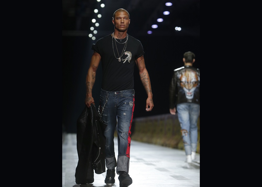 Jeremy Meeks walking in the Philipp Plein Spring/Summer 2018 show. u00e2u20acu201d AFP pic