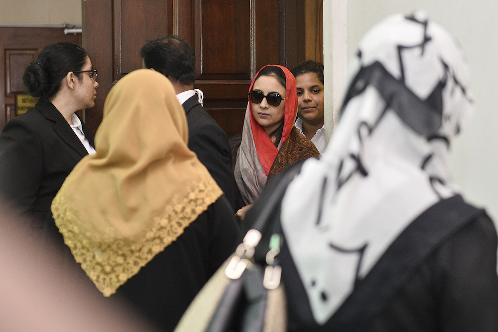 Samirah Muzaffar, accused of murdering her husband, Cradle Fund chief executive Nazrin Hassan, attends her trial at the Shah Alam High Court October 3, 2019. u00e2u20acu201d Picture by Miera Zulyana