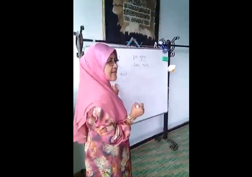 Twitter user Azlkhasu00e2u20acu2122s mum explaining the use of u00e2u20acu02dcwantu00e2u20acu2122 and u00e2u20acu02dcdonu00e2u20acu2122t wantu00e2u20acu2122 in her language class. u00e2u20acu201c Screengrab via Twitter/azlkhas