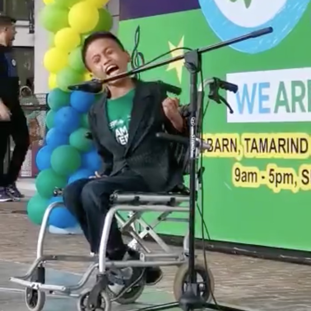 Aqimu00e2u20acu2122s performance touched the hearts of many on social media. u00e2u20acu201d Screengrab from Facebook/cerebralpalsy.my