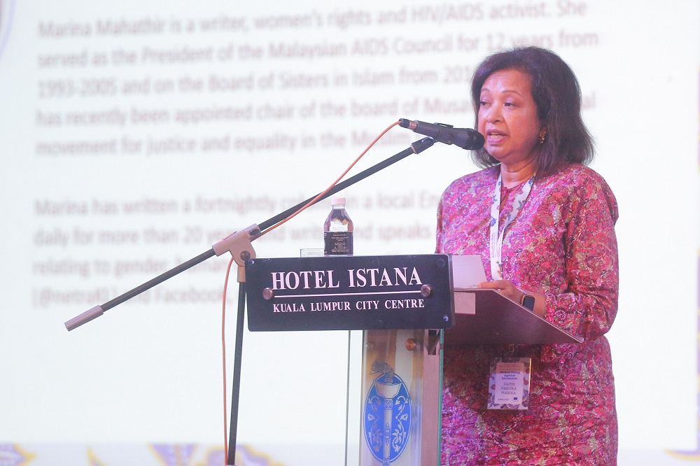 Datin Paduka Marina Mahathir speaks at the SIS International Conference on Islam and Womenu00e2u20acu2122s Rights in Kuala Lumpur October 15, 2019. u00e2u20acu201d Picture by Firdaus Latif