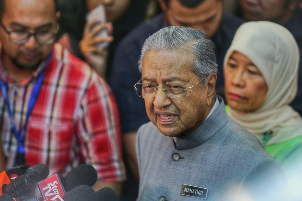 Prime Minister Tun Dr Mahathir Mohamad speaks to reporters after officiating the International Day for the Eradication of Poverty 2019 Forum in Kuala Lumpur October 16, 2019. u00e2u20acu201d Picture by Ahmad Zamzahuri