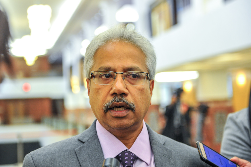 P. Waytha Moorthy is pictured in Parliament October 16, 2019. u00e2u20acu201d Picture by Firdaus Latif