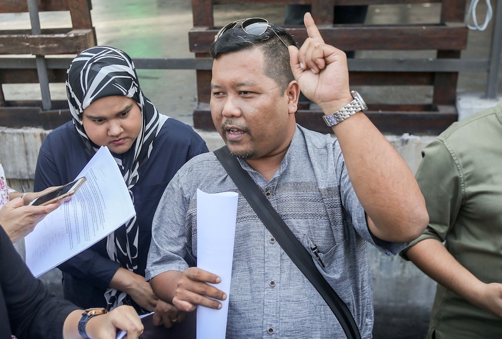 Syed Razif Syed Rabii, a PPBM member from Lumut division, speaks to reporters in Ipoh October 16, 2019. u00e2u20acu201d Picture by Farhan Najib