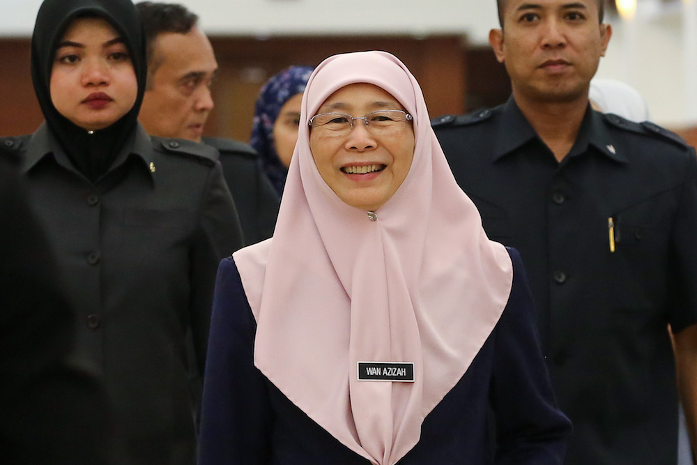 Deputy Prime Minister Datuk Seri Dr Wan Azizah Wan Ismail is pictured in Parliament October 21, 2019. u00e2u20acu201d Picture by Yusof Mat Isa