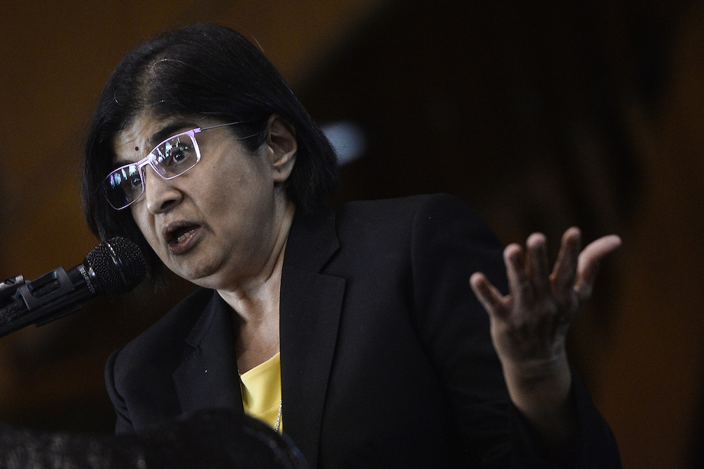 Datuk Ambiga Sreenevasan speaks during ‘Perdana Forum: Whither Maruah Malaysia 2.0’ in Kuala Lumpur October 25, 2019. — Picture by Miera Zulyana
