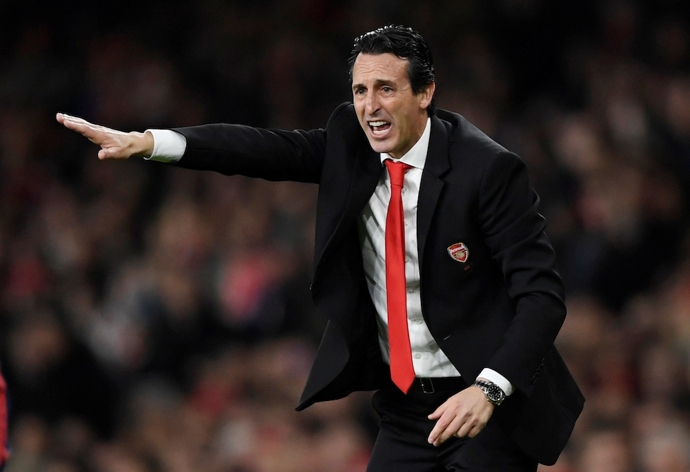 Arsenal manager Unai Emery gestures during the martch against Crystal Palace at the Emirates Stadium, London October 27, 2019. u00e2u20acu201d Action Images via Reuters