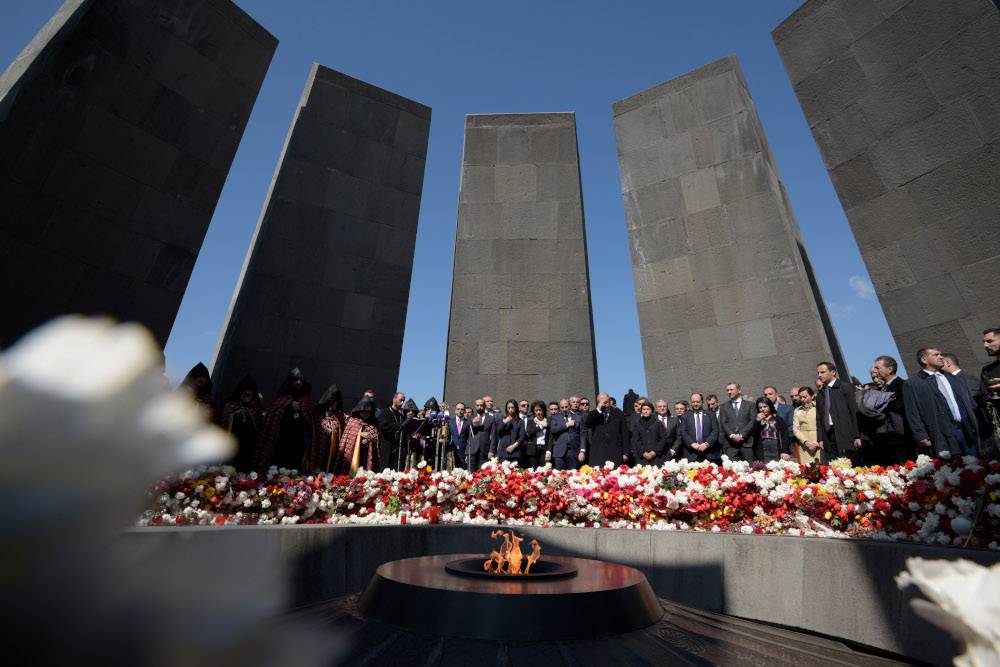 In this file photo taken April 24, 2019 officials attend a ceremony commemorating the 104th anniversary of the massacre of 1.5 million of Armenians by Ottoman forces in 1915, at the Tsitsernakaberd memorial in Yerevan. u00e2u20acu201d AFP pic 