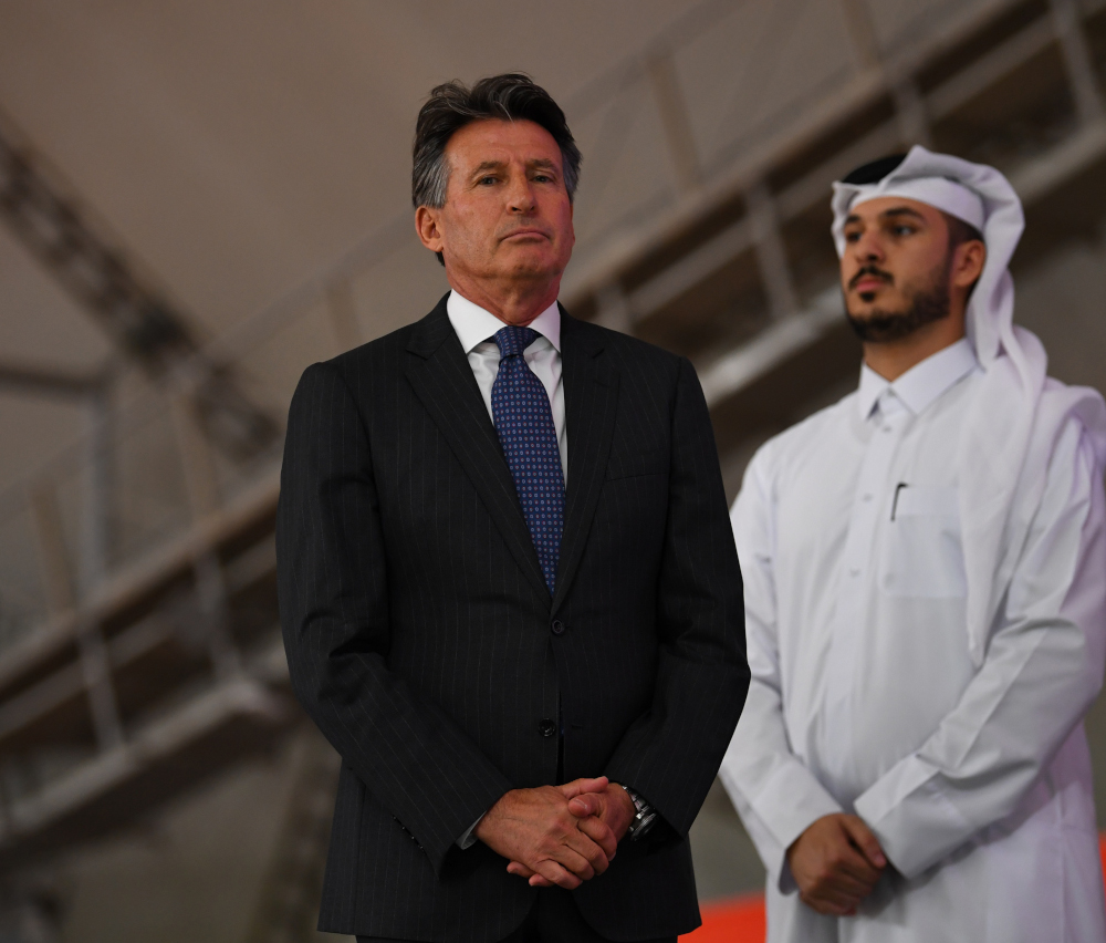 IAAF President Sebastian Coe attends the medal ceremony of the womenu00e2u20acu2122s marathon at the World Athletics Championship at the Khalifa International Stadium in Doha, Qatar, September 28, 2019. u00e2u20acu201d Reuters pic 