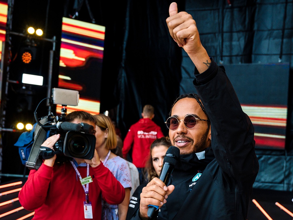 Mercedes' British driver Lewis Hamilton waves to the crowd at the Sochi Autodrom circuit in Sochi on September 26, 2019 ahead of the Russian Formula One Grand Prix. u00e2u20acu201d AFP pic     