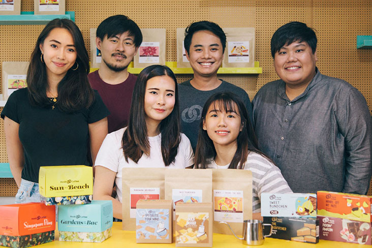 Ernest Ting (back, second from right) and his team at Hook Coffee
