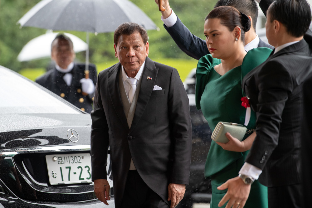 Philippine President Rodrigo Duterte arrives to attend the enthronement ceremony of Japanu00e2u20acu2122s Emperor Naruhito at the Imperial Palace in Tokyo October 22, 2019. u00e2u20acu201d AFP pic 