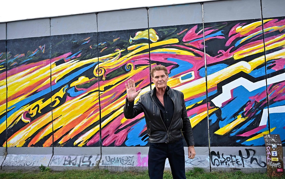 In this file photo taken on September 17, 2019, US actor and singer David Hasselhoff poses during an event to promote his new audiobook titled u00e2u20acu02dcUp against the Wallu00e2u20acu2122 at the East Side Gallery, a remnant of the Berlin Wall, in Berlin. u00e2u20acu201d AFP pic       