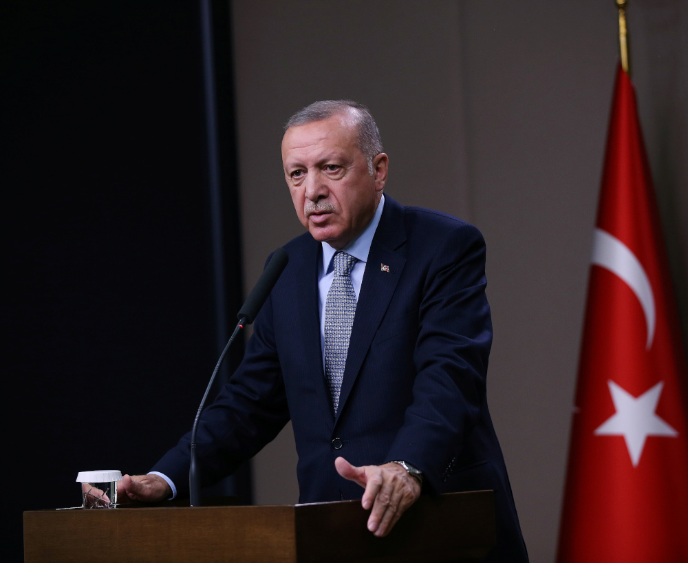 Turkish President Tayyip Erdogan talks during a news conference at Esenboga International Airport in Ankara, Turkey, October 22, 2019. u00e2u20acu201d Murat Kula/Presidential Press Office handout pic via Reuters 